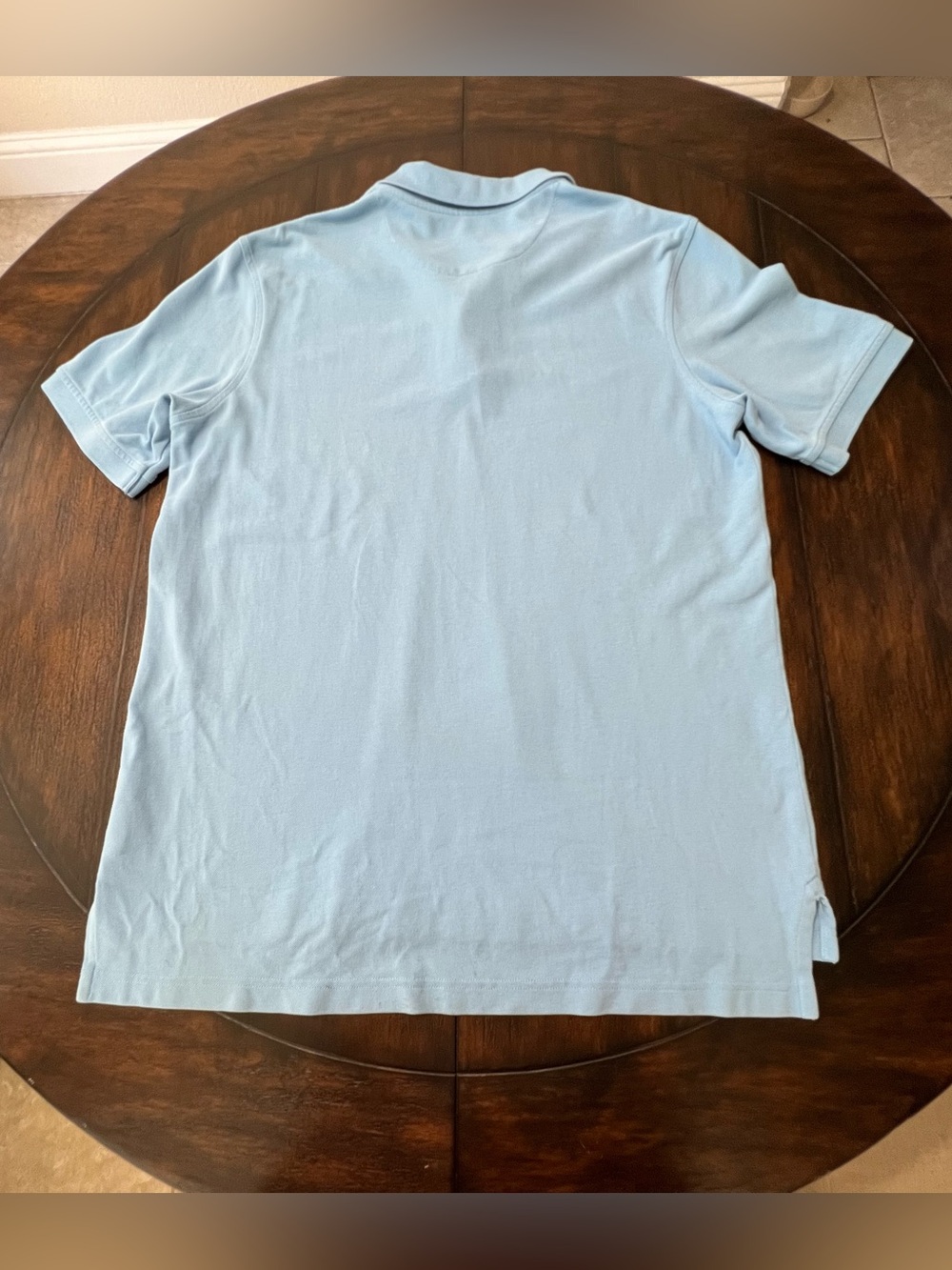 Lands End Mens Polo Pale Blue Short Sleeve Cotton Pique Casual Classic Size Lg - Picture 3 of 7